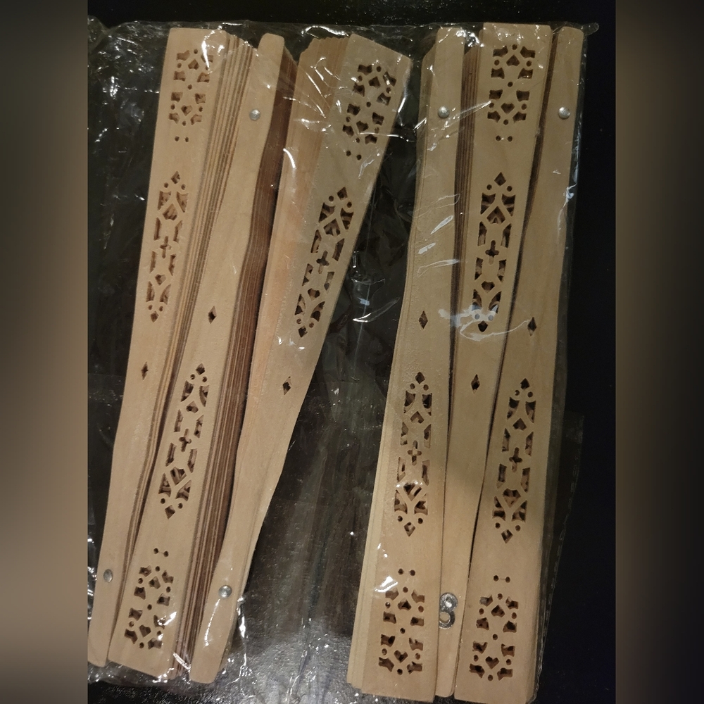 Six Cute Wooden Hand Fans